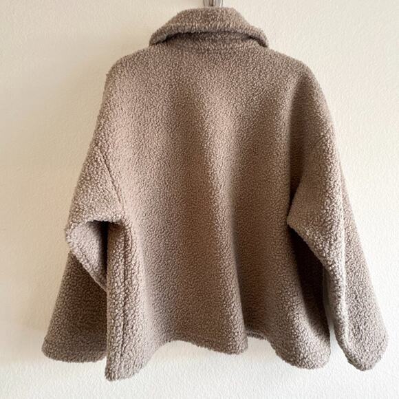 Mango Missouri Boucle Shacket Faux Shearling Collar Camel Tan S - Picture 12 of 15